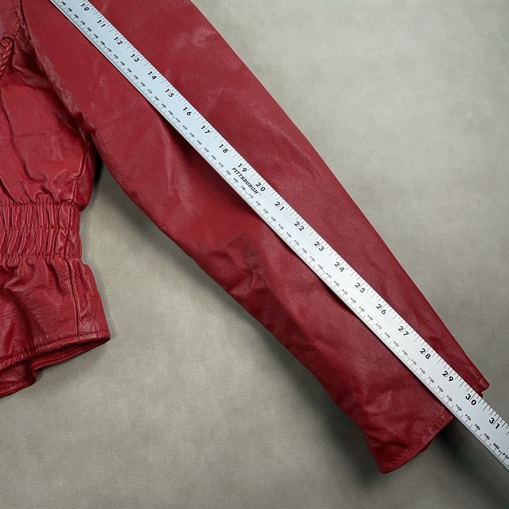 Unik Ultra Red Womens Leather Motorcycle Jacket Removable Liner Large Braid Trim - Picture 16 of 16